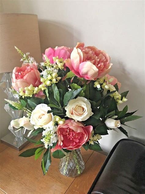 Beautiful Large Artificial Flowers Vase Bouquet Arrangement Etsy