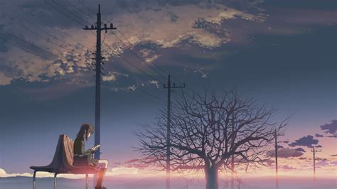 Anime Character Sitting On Bench Reading Book Hd Wallpaper Wallpaper