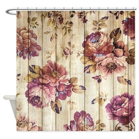 Vintage Pink Roses On Wood Shower Curtain Cafepress Brown Shower