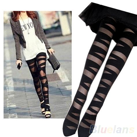 Women Sexy Pantyhose Black Ripped Stretch Vintage Tights