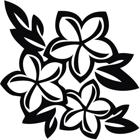 Hawaiian Flower Black And White Clip Art Clipart Wikiclipart