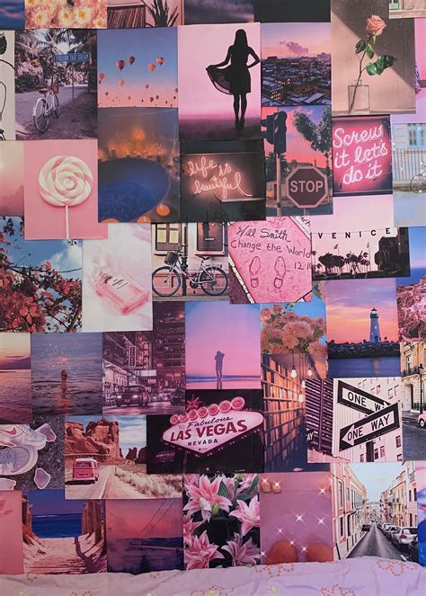 Pink Aesthetic Pretty Large A4 Size Wall Collage Kit Room Etsy Uk Wall Collage Decor
