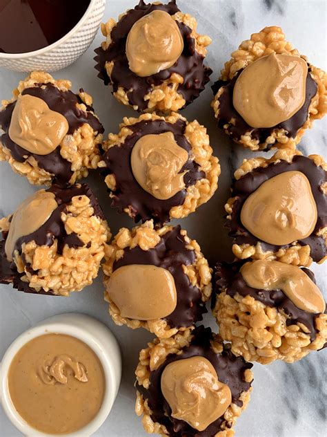 Healthy Peanut Butter Cup Rice Crispy Treats Rachlmansfield