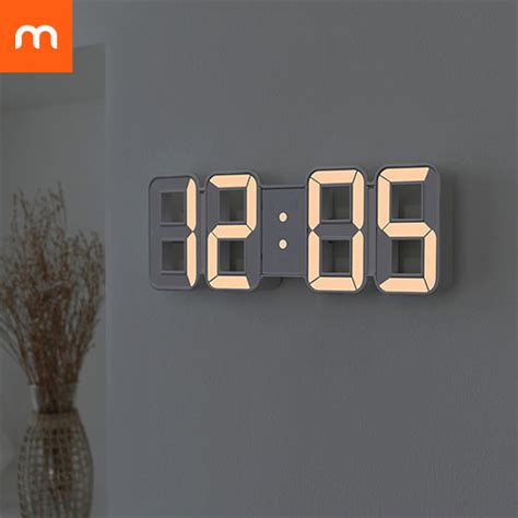 Mooas Pure Mini White Gold 3d Led Clock Multi Function Led Clock Date