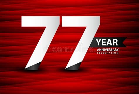 77 Year Anniversary Celebration Logo Vector On Red Background 77