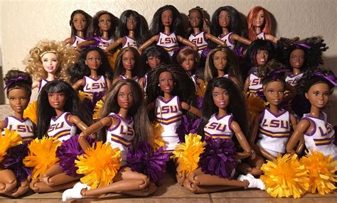 Lsu Cheer Beautiful Barbie Dolls Cheerleading Outfits Natural Hair Doll