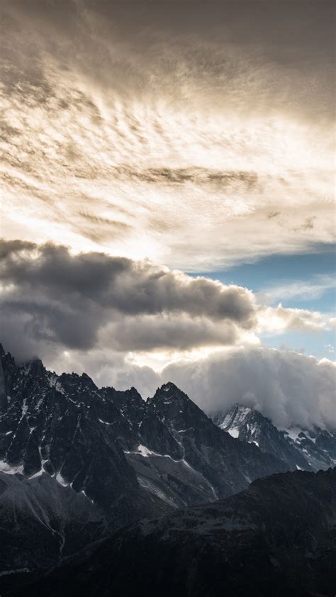 Download Wallpaper Mountain Peaks Clouds Landscape From Chamonix