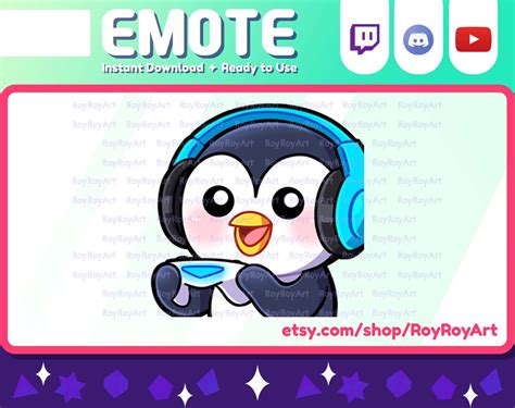 Twitch Emote Cute Penguin Gaming Gamers Holding A Controller Emote