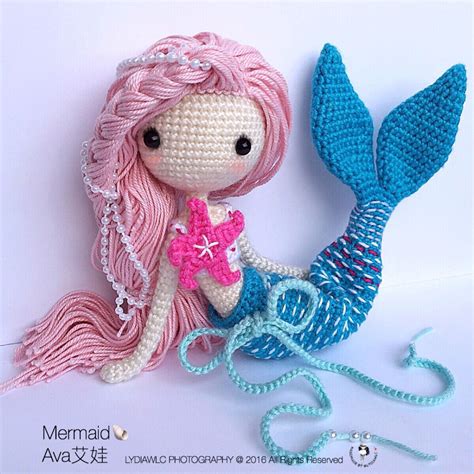 English Crochet Doll Pattern Mermaid Ava艾娃 A Crochet Doll With 2