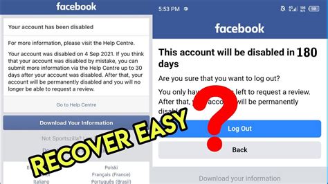This Account Will Be Disabled 180 Days How To Recover Facebook Disabled Account Youtube