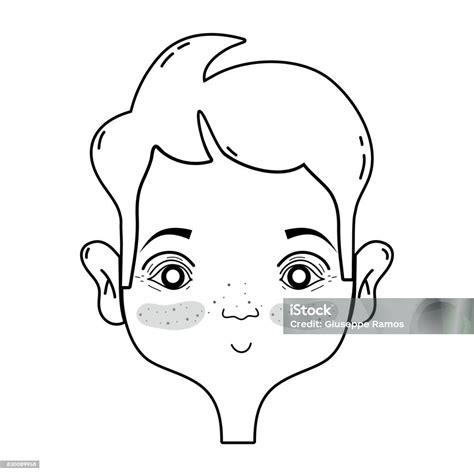 Wajah Pria Garis Dengan Desain Gaya Rambut Ilustrasi Stok Unduh