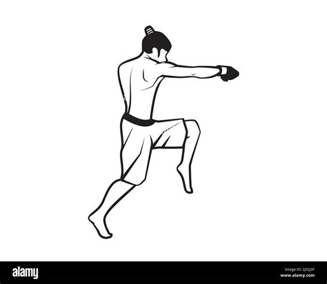 Mma Fighter Illustration With Silhouette Style Vector Stock Vector