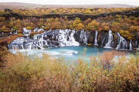 Premium Photo Hraunfossar Waterfall In Autumn In Iceland