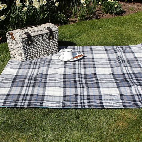 Charcoal And Cream Check Picnic Blanket By Marquis Dawe