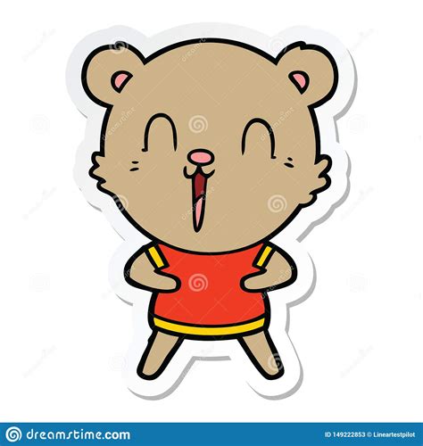 sticker of a happy cartoon bear stock vector illustration of funny bear 149222853