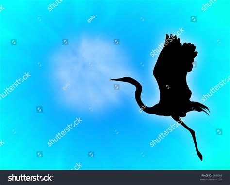 Heron Silhouette Flying Blue Sky Stock Illustration 5840962 Shutterstock