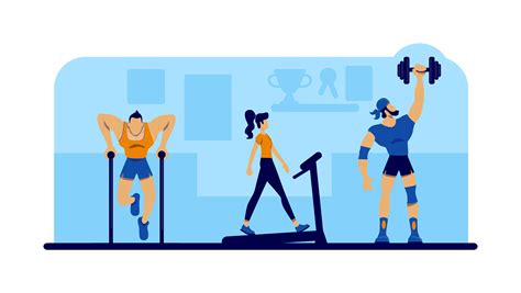 Gym Workout With Equipment Flat Concept Vector Illustration By Ntl