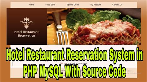 Hotel Restaurant Reservation System In Php Mysql With Source Code Youtube