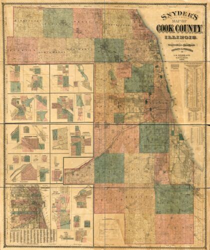 20 X 24 1886 Map Of Cook County Illinois United States Landowners Ebay