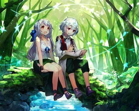 Download 1280x1024 Anime Twins Girl And Boy Forest