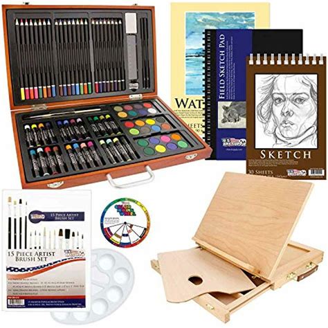 Adult Easel Wood Desk Adjustable Art Drawing Set Deluxe Supply 82 Piece