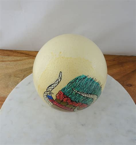 Vintage Hand Painted Authentic Ostrich Egg From South Africa Etsy
