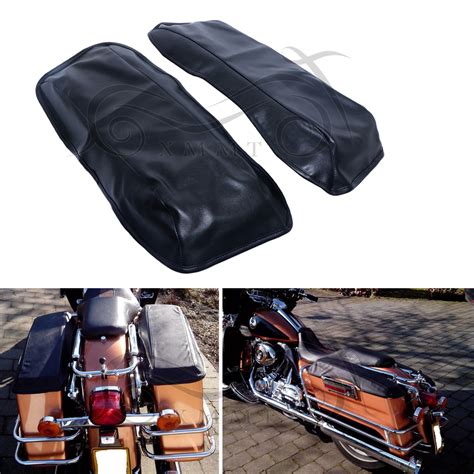 Motorcycle Black Saddlebag Lid Bra Protector Covers Fits For Harley