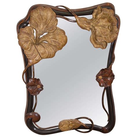 Art Nouveau French Carved And Gilded Wood Wall Mirror With Sensuous