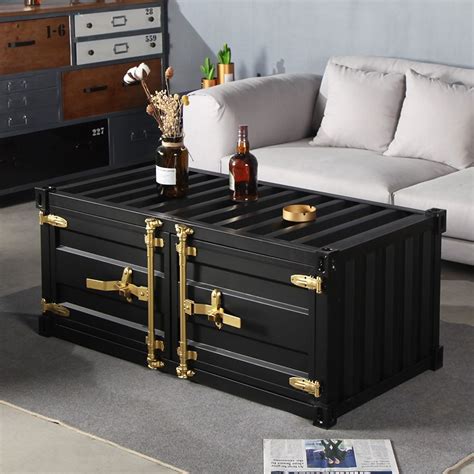 39 Cargo Container Industrial Style Blackandgold Coffee Table With