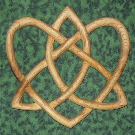Trinity Love Knot Heart Shaped Celtic Wood Carving Irish Love Knot