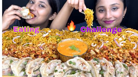 Eating Challenge Spicy 🔥🌶️ Masala Maggiechicken Steamed Momoscooking 🫕 And Eating 😋challenge
