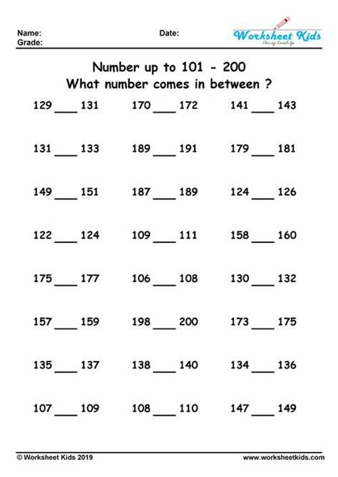 What Number Comes In Between 1 To 20 100 500 1000 Free Printable