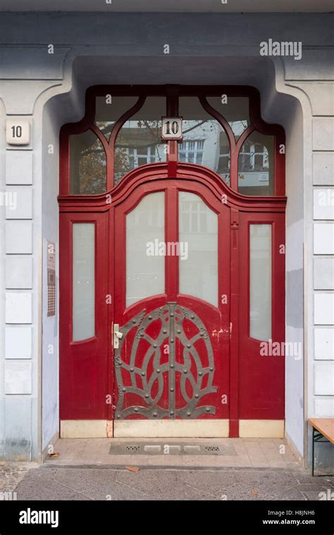 Ornate Front Door To Apartment Building On Historic Hufelandstrasse In
