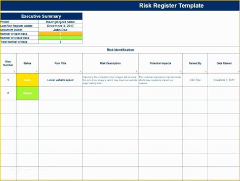Risk Register Excel Template Free Of Risk Register Template Download As