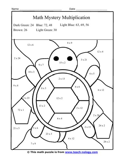 Using interactive games comprising of math riddles and puzzles to hone the memorizing skills, kids nurture fast math along with mental computation. Multiplication Facts Worksheets color | Silly Turtle ...
