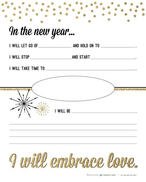Printable New Year S Resolution Template Printable Templates Free