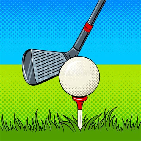 Putter And Golf Ball Door Pop Art Vector Stock Vector Illustration Of