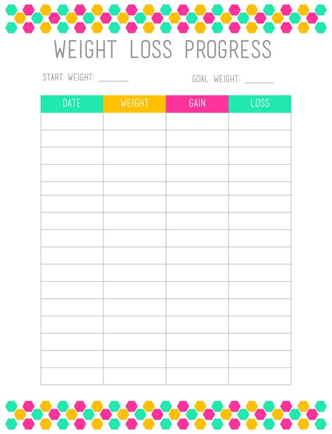 Printable Weight Loss Chart Template Printable Templates