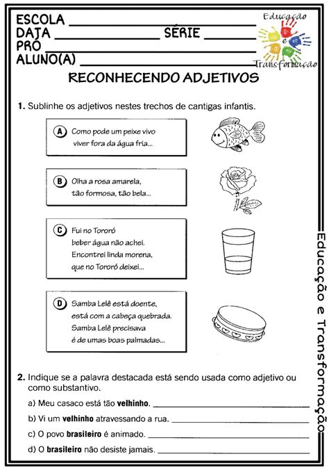 Atividades Sobre Adjetivo E Locução Adjetiva 5 Ano Ensino