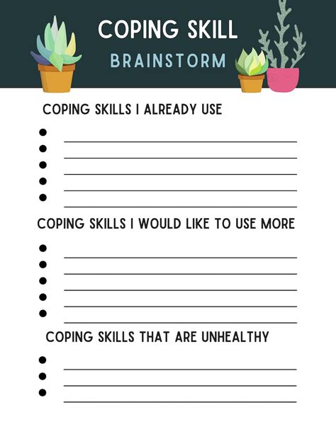 Coping Skill Worksheet Brainstorm Download Kid Trauma Therapy Cbt Worksheet Printable Therapy
