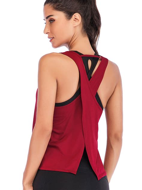 Womens Yoga Vests Sleeveless Flowy Loose Fit Racerback Yoga Workout