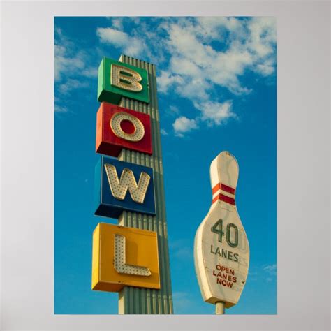 Bowl In Color Vintage Bowling Alley Neon Sign