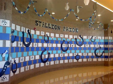 Homecoming Hallway Decorations Using Sheets Of Printer Paper In A Brick