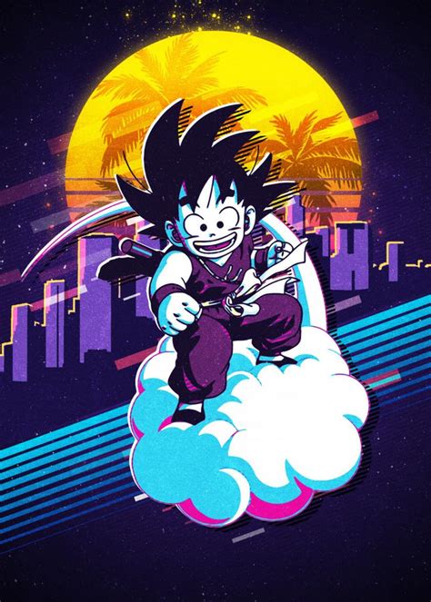 Son Goku 80s Retro Poster By Art Queen Displate Dragon Ball