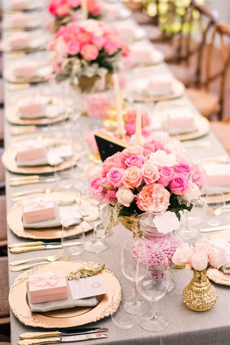 Glamorous Pink And Ivory Country Wedding Gold Wedding Decorations Pink