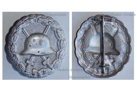 Germany Wwi Ww1 Silver White Wound Badge 1914 1918 Magnetic Pdm00378
