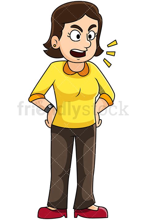 Angry Woman Yelling Vector Cartoon Clipart - FriendlyStock