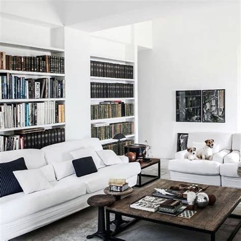 Linking some amazing office decor for shelving in stories! 100 Bachelor Pad Living Room Ideas For Men - Masculine Designs