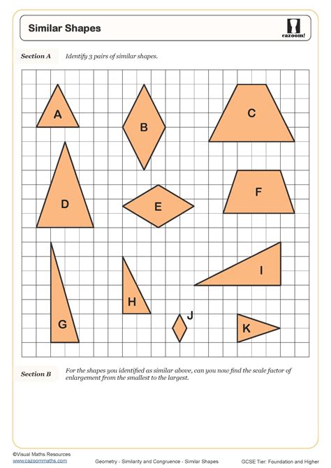 Similar Shapes Worksheet | Printable Maths Worksheets