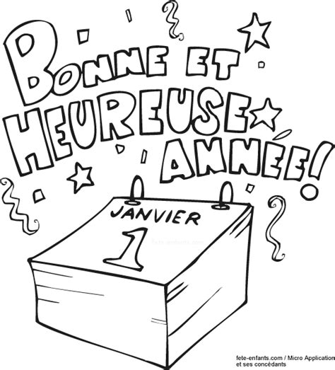 Coloriages du nouvel an sur feteenfants  Bonne année, Carte bonne